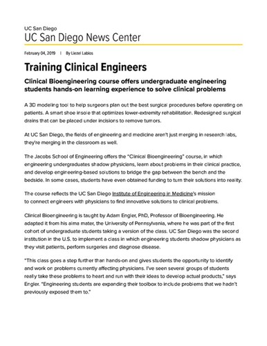 Training Clinical Engineers