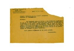 Letter from Francisco Venegas to Consejo Diocesano April 28, 1932
