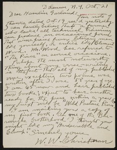 William Weaver Christman, letter, to Hamlin Garland