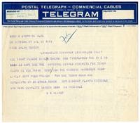Telegram from William Randolph Hearst to Julia Morgan, April 13, 1921