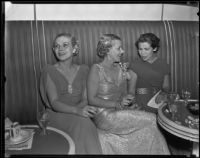 Daisy Parsons, Nancy Shmoele, and Lillian Whittier at the intermission at the Las Madrinas Ball, Los Angeles, 1935
