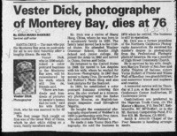Vester Dick, photographer of Monterey Bay, dies at 76