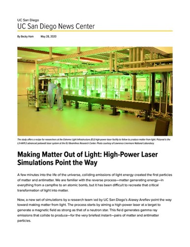 Making Matter Out of Light: High-Power Laser Simulations Point the Way