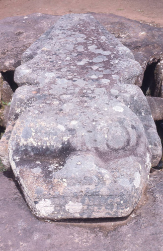 Carved stone slab, San Agustín, Colombia, 1975