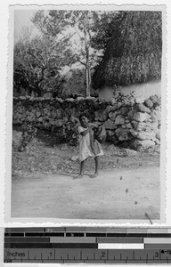 Little Xberta goes to the well with her cantaro, Quintana Roo, Mexico, 1946