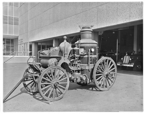 Old steamer and fire truck at Station No. 1