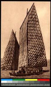 Junk with woven sails, China, ca.1920-1940