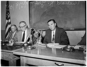 Los Angeles City Fire Commission hearing on segregation, 1954