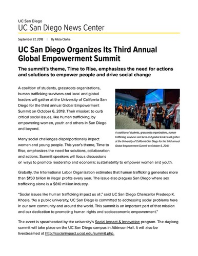 UC San Diego Organizes Its Third Annual Global Empowerment Summit