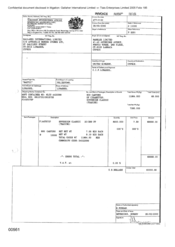 [Invoice from Gallaher International Limited to Namelex Limited regarding 800 cartons of Sovereign Classic cigarettes]
