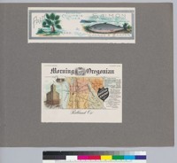 Album page with Morning Oregonian advertisement and Palm Brand Selected Columbia River Salmon label