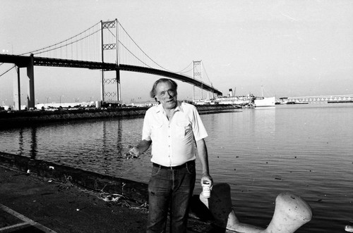 Charles Bukowski at the Vincent Thomas bridge
