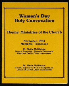 Annual Holy Convocation of the Church of God in Christ (77th: 1984), Women's day program