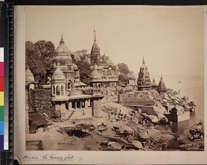 View of temples, Varanasi, Uttar Pradesh, India, ca. 1880-1890
