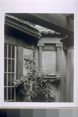 First Church of Christ, Scientist, Berkeley: [exterior, entry sign]