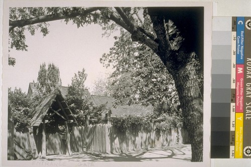 Randolph School, Berkeley: [exterior, view of entrance gate]