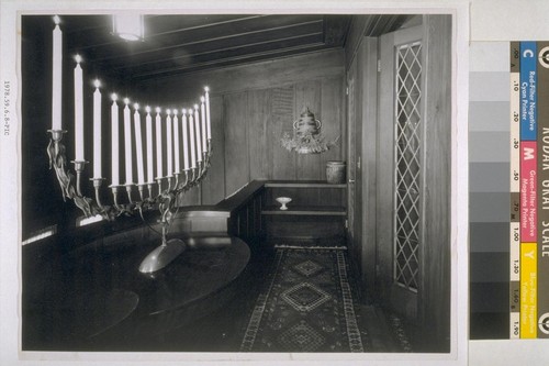 Goslinski house, San Francisco: [interior, detail of candelabra on balcony]