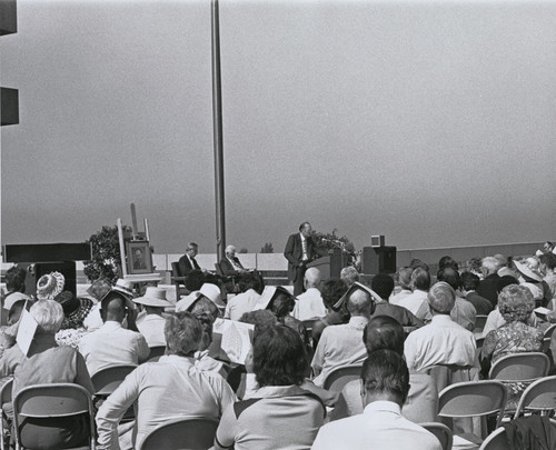 Photograph from the E. Guy Warren Hall Commemorative Dedication Ceremony of Dr. Nels B. Nelson