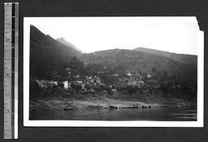 Town near gorges, Sichuan, China, ca.1929
