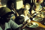 Peoples Temple Children Eating, Jonestown, Guyana