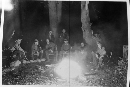 NPS Groups, White, Albright, etc. at campfire. George Mauger on right