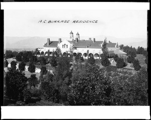 Exterior view of the A. C. Burrage residence in Redlands, ca.1900