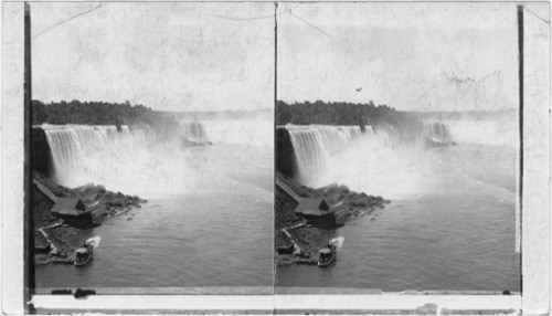 General view of the Falls from the New Steel Bridge - Maid of the Mists at Landing. N.Y