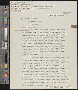 Ashley H. Thorndike, letter, 1918-01-22, to Hamlin Garland