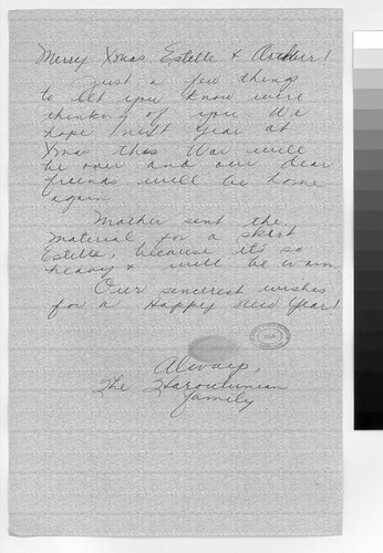 Letter, to Mr. and Mrs. Arthur Ishigo
