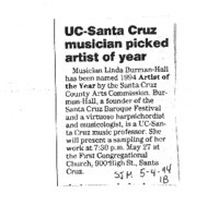 UC Santa Cruz musician picked artist of the year