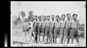 Men's volleyball team, Yenching University, Beijing, China, 1921