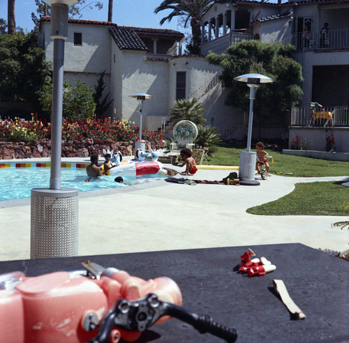 Children in the pool at Berry Gordy's house party, Los Angeles