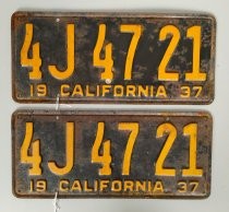 Set of California license plates 4J4721