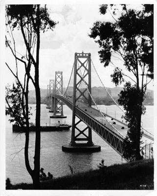 [View of suspension section of Bay Bridge as seen from Yerba Buena Island]