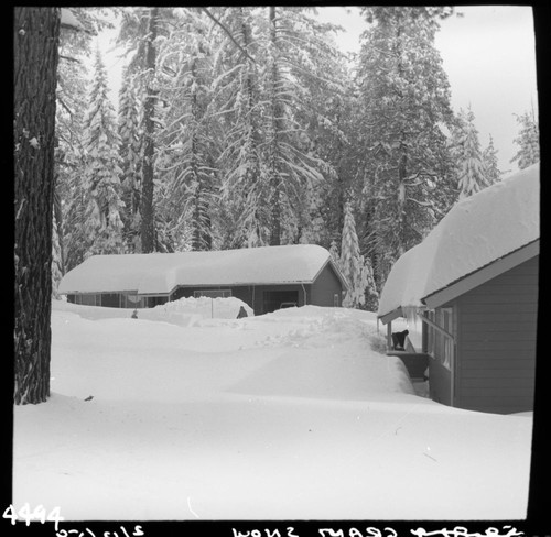 Winter Scenes, Grant Village in heavy snow. Record Heavy Snow. Buildings and Utilities