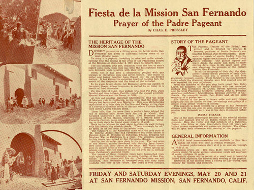Prayer of the Padre Annual Pageant Program, Mission San Fernando, 1932