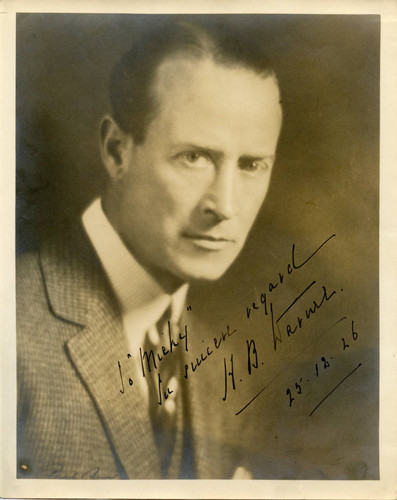 Headshot of H. B. Warner with dedication to Micky Moore