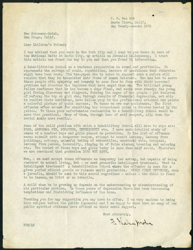 F. Helen M. letter to Schumann-Heink, 1935 May 22