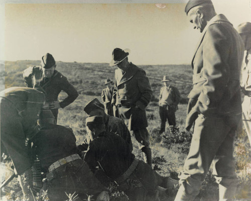 Photograph of General Stilwell in the field with his men