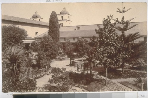 Garden at Santa Barbara Mission ca. 1900 Park & Co. Photo No. 1901