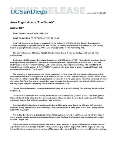 Anne Bogart directs "The Dispute"