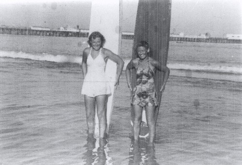 Pat Collings, Shirley Templeman at Cowell Beach