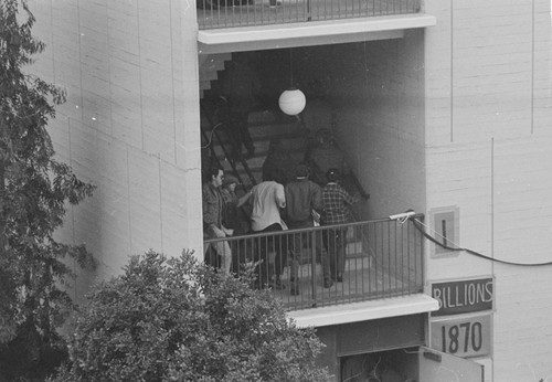 Student protestors against the Vietnam War taking over Urey Hall on the UCSD campus. May 4, 1970