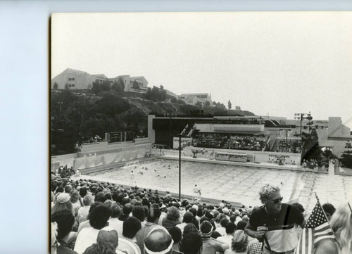 Poster Photo--Pool--Stadium and Audience with the Campus in the background