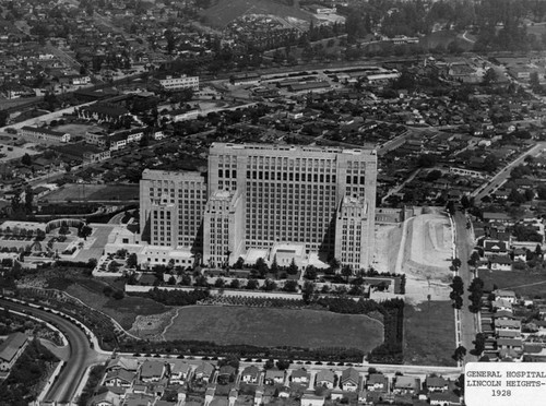 Aerial view of Los Angeles County Hospital
