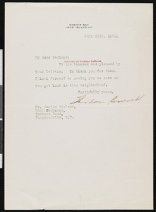 Theodore Roosevelt, letter, 1918-07-26, to Hamlin Garland