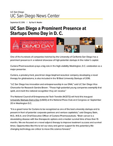 UC San Diego a Prominent Presence at Startups Demo Day in D. C