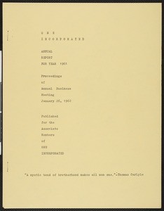 ONE, Inc. annual report (1961)