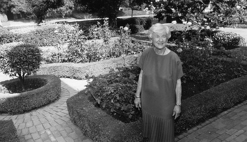Miriam C. Spaulding, the "Rose Lady" of South Pasadena, in Garfield Park