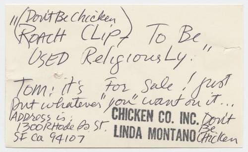 Letter to Tom Marioni from Linda Montano (Bay Area Roach Clip Show)